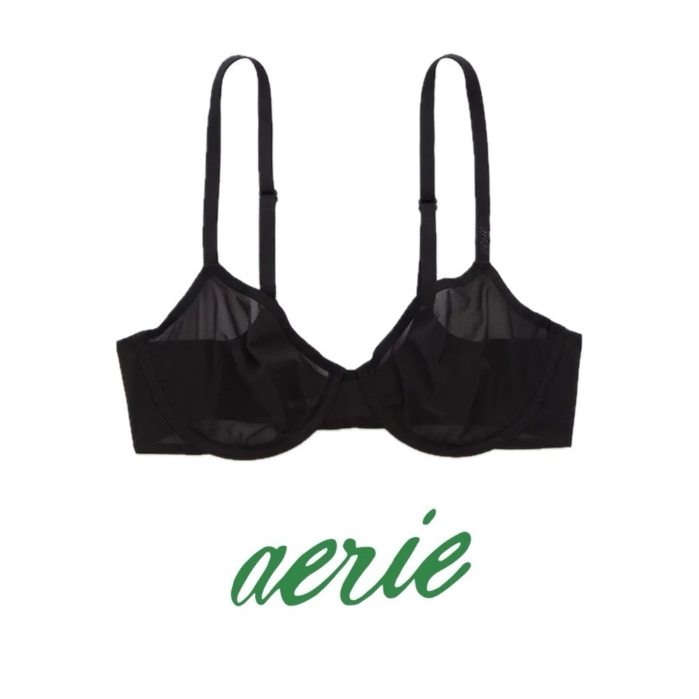 🆕 Aerie SMOOTHEZ mesh Balconette bra color black